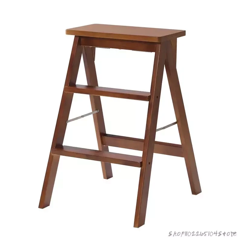 

NEW2023 Solid Wood Step Stool Home Ladder Home Folding Stool Kitchen High Bench Three Steps Up A Small Ladder Folding Step Stool