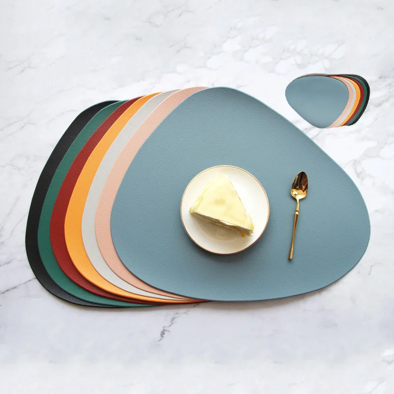 

Leather Mat Waterproof and Oil-proof Dining Table Mat Restaurant Triangle Heat Insulation Mat Table Mats for Dining Table