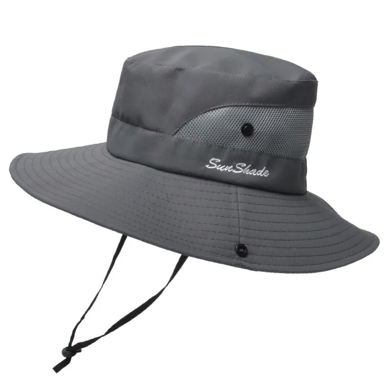 

Summer UPF50+ Sun Bucket Hats For Men Women Ponytail Hat Breathable Female Fisherman Caps Outdoor Hiking Fishing Panama Cap
