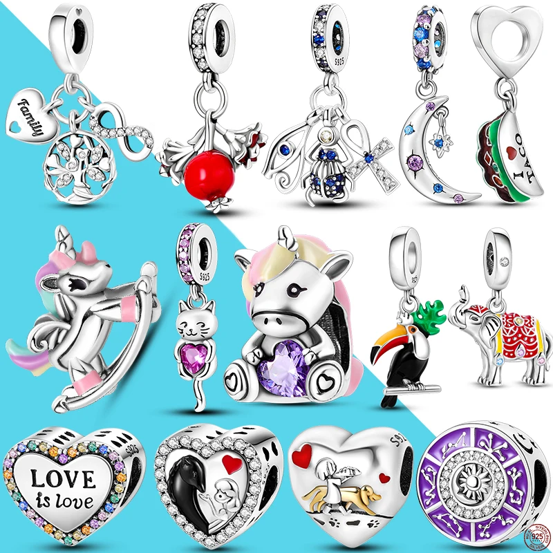 Купи Unicorn Rocking Horse Silver 925 Irregular Beads Teeth Chameleon Dangle Charms Fit Original Charm Bracelet Diy Jewelry Gift за 182 рублей в магазине AliExpress