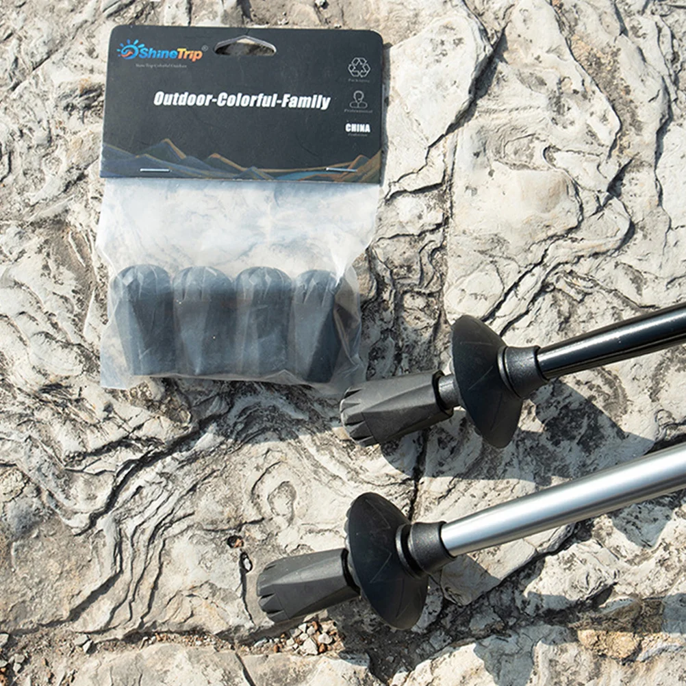 

8 Pcs/2 Sets TPR Tips Trekking Cane Tip Protectors Hiking Pole Replacement Walking Stick Head Protect Equipment Accessory