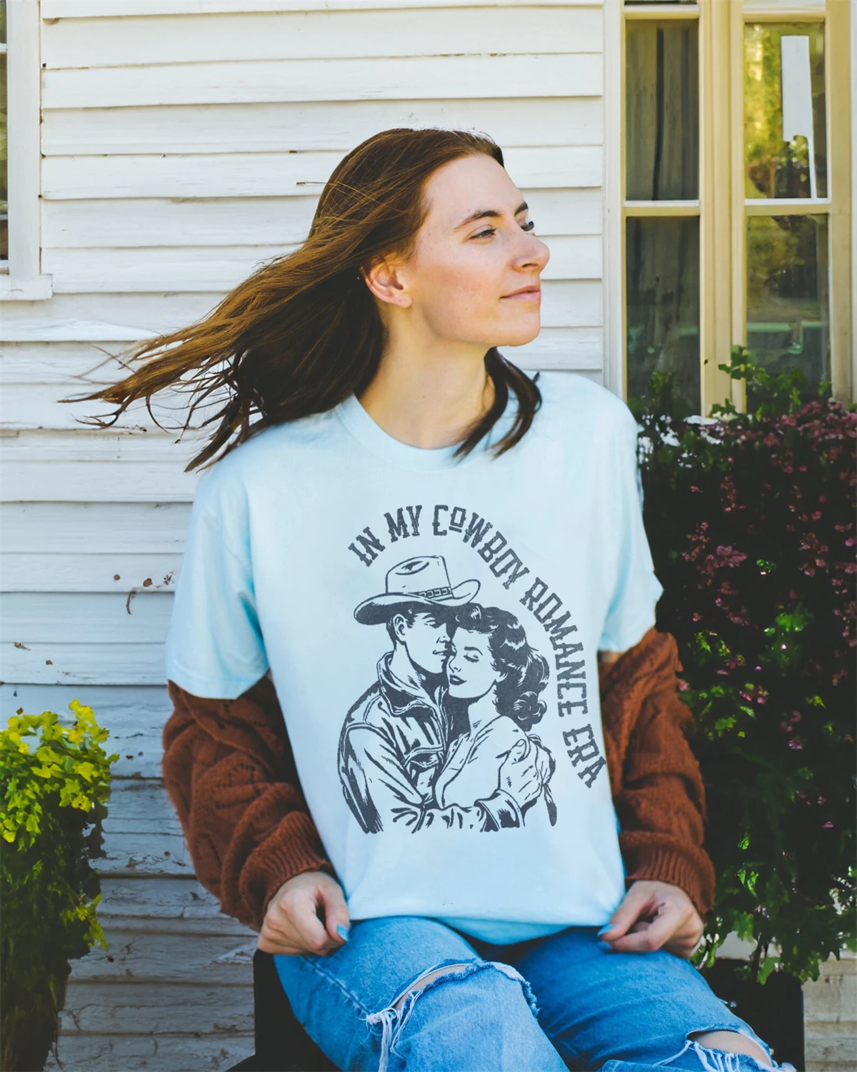 Футболка Книжная ковбойская любовь с книжным принтом Книжный клуб футболка в