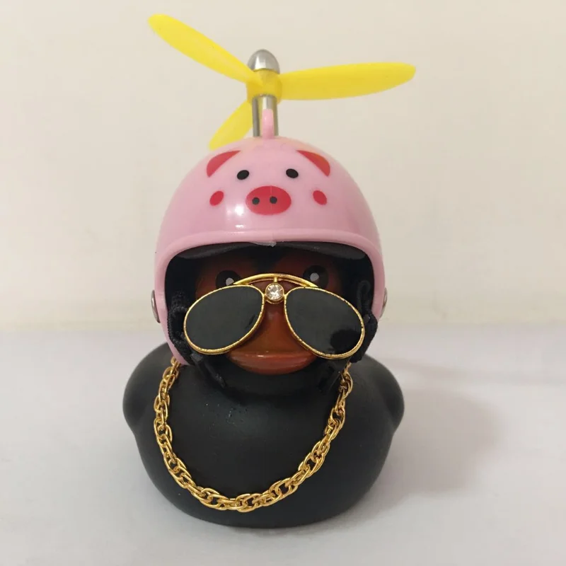 

Small Rubber Black Duck Glasses Necklace Interior Ornament Cute Dcoration Accessories for a Car with Motorcycle Helmet Propeller