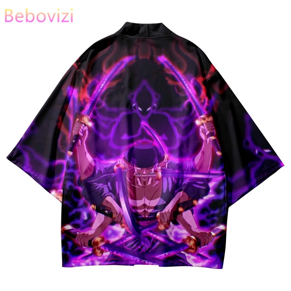 

Japanese Anime Samurai Print Cardigan Haori Fashion Women Men Cosplay Traditional Kimono Casual Beach Yukata Asian Clothing