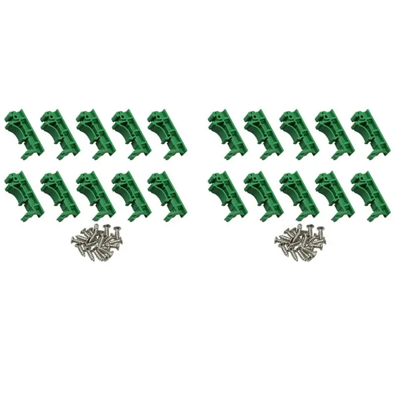 Фото Кронштейны для монтажа печатных плат CQMF-20Pcs DRG-01, зеленые, для монтажных направляющих DIN 35, запасные части для адаптеров №1
