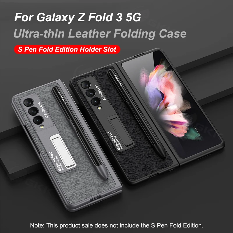 

Кожаный Ультратонкий чехол GKK со слотом для ручки для Samsung Galaxy Z, складной чехол с магнитным держателем для телефона, противоударный чехол дл...