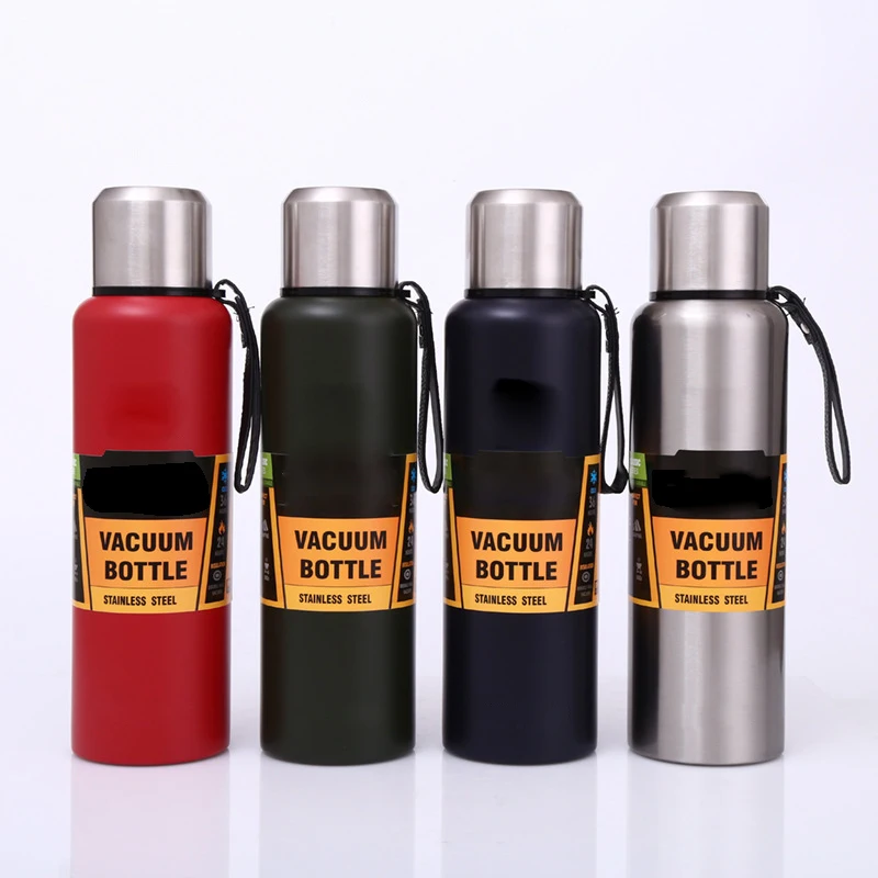 Stainless Steel Large Capacity Water Bottle Thermos Portable Leak-Proof Outdoor Sports Gym Thermos With Rope