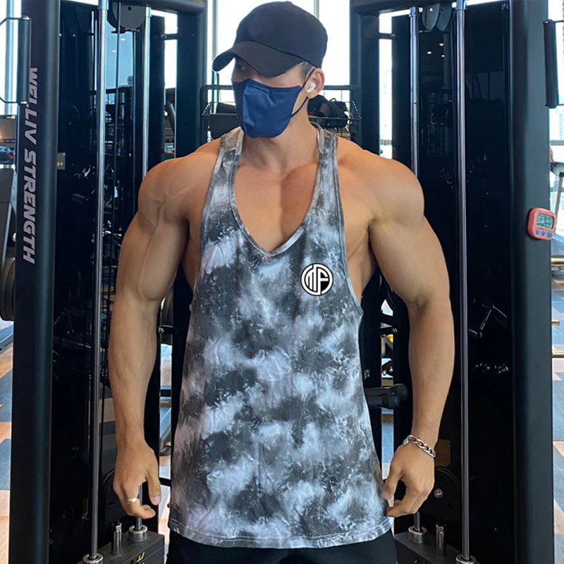 

Mens Gym Running Camouflage Singlets Clothing Workout Sporting Vest Bodybuilding Sleeveless Fitness Mesh Casual Muscle Tank Top