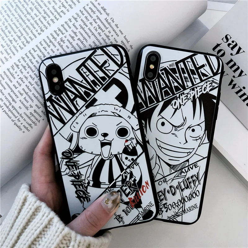 

Black and White Sketch ONEPIECE Smartphone Cover Case For iPhone 6 7 8 Plus 12 Pro Max 11 Pro x xr xs max Luffy Zoro Figures