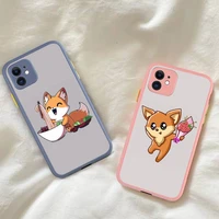 cartoon animal fox phone case for iphone x xr xs 7 8 plus 11 12 13 pro max 13mini translucent matte case