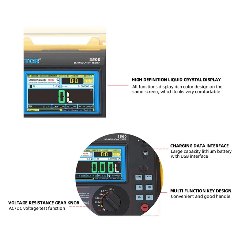 ETCR3520C ETCR3520B ETCR3520 Тестер сопротивления изоляции Мегомметр Напряжение Емкость
