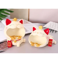 lucky cat tray ashtray small objects sundries storage box big mouth key box decoration modern living room office home decoration