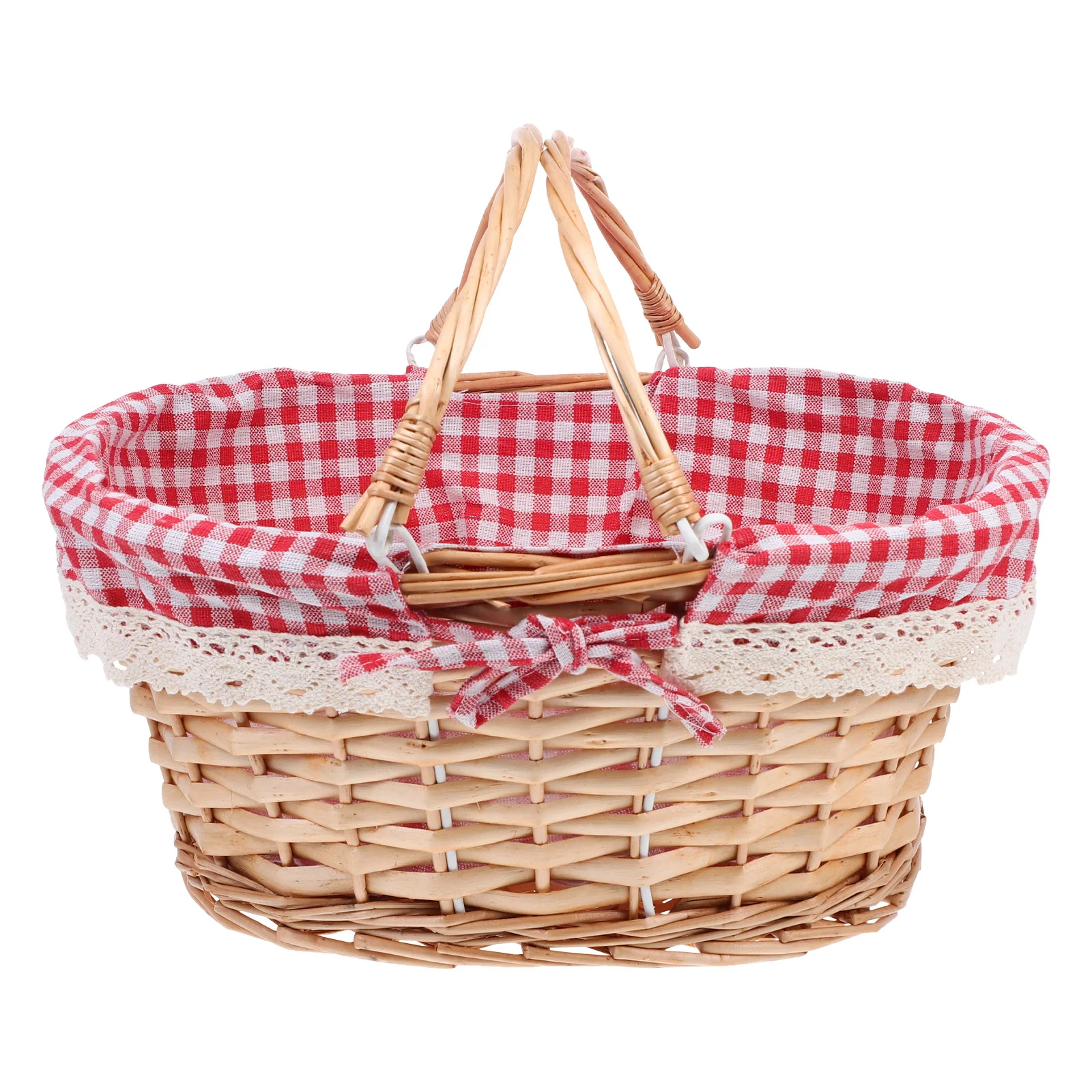 

Basket Picnic Wicker Woven Handle Baskets Flower Storage Rattan Willow Gift Bread Hamper Wedding Girl Easter Empty Food