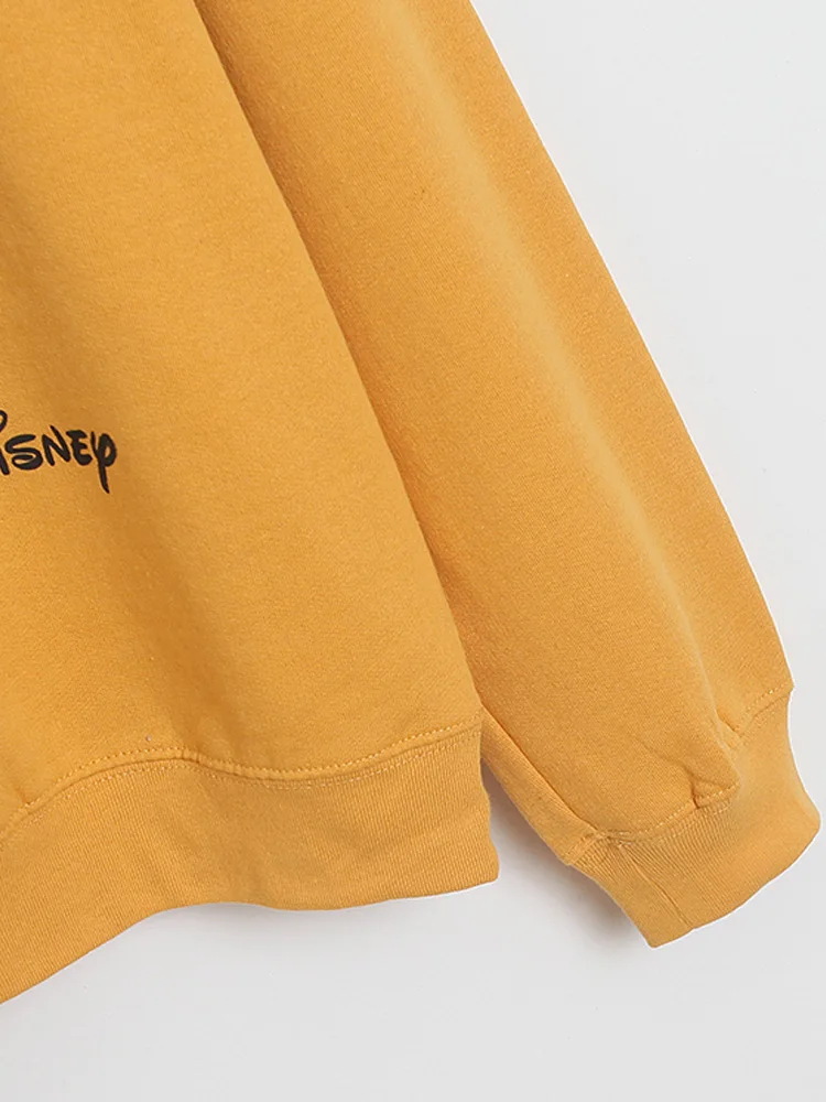 Disney Fleece Sweatshirt Casual Winnie the Pooh Bear Eeyore Donkey Tigger Letter Cartoon Print VELOUR Velvet Women Jumper Tops