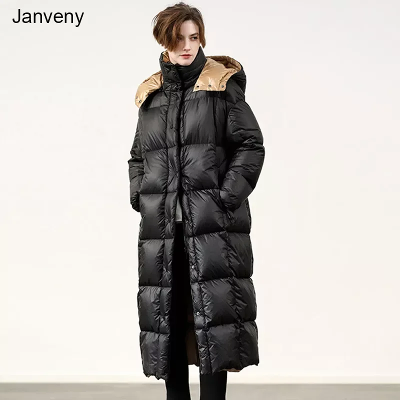 2022NEW Super Long Fluffy 90% White Duck Down Jacket Women Winter Thick Puffer Feather Coat Hooded Female Parkas Snow Outwear