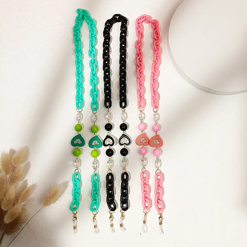 

Portable Eyeglasses Chain Net Red Fashion Sunglasses Holder Strap Personality Color Mask Chain Home Accessories Creative Acrylic