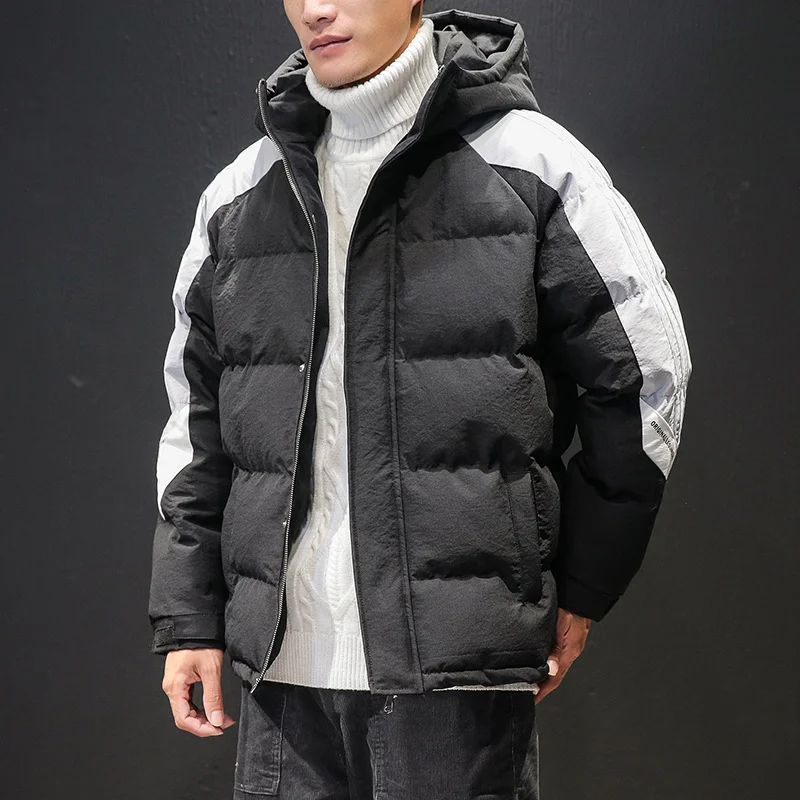 

2022 Winter Parkas Men Thicken Jacket Coat Fashion Hooded Parka Jacket Loose Warm Outerwear Patchwork Streetwear Coat Plus Size