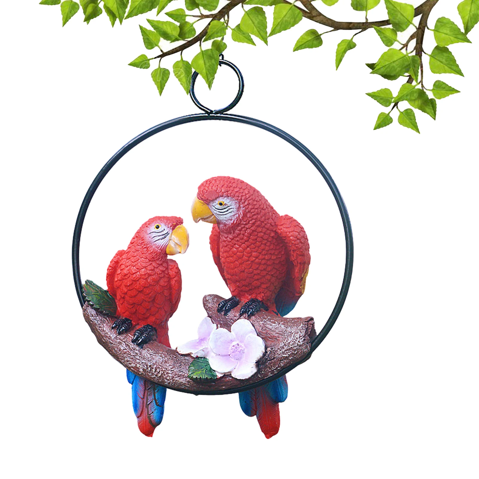 

Hanging Double Parrot Statue On Ring Decorative Resin Parrot Garden Art Outdoor Statues Resin Parrot Garden Statue For Indoor