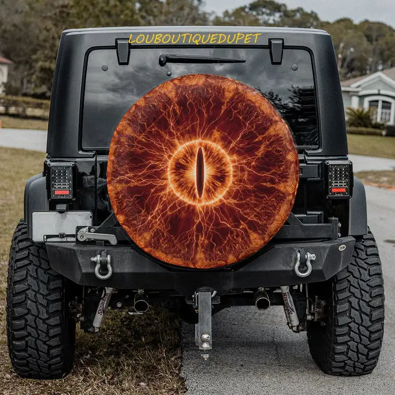 

Premium Sauron Eye LOTR Car Tire Cover - Boho Car Accessories Square Tire Cover All Sizes - Premium Leather Protector