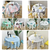 nordic style table cover round tablecloth waterproof restaurant hotel household table cloth printing plaid geometric animal