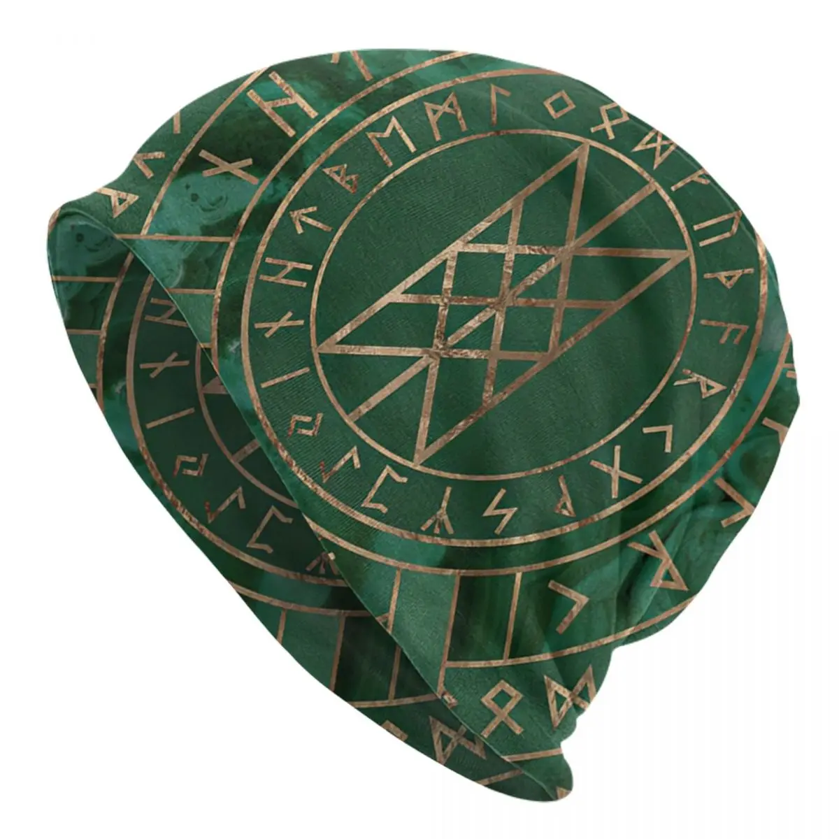 Web Of Wyrd - Malachite, Leather And Golden Texture Adult Men's Women's Knit Hat Keep warm winter knitted hat