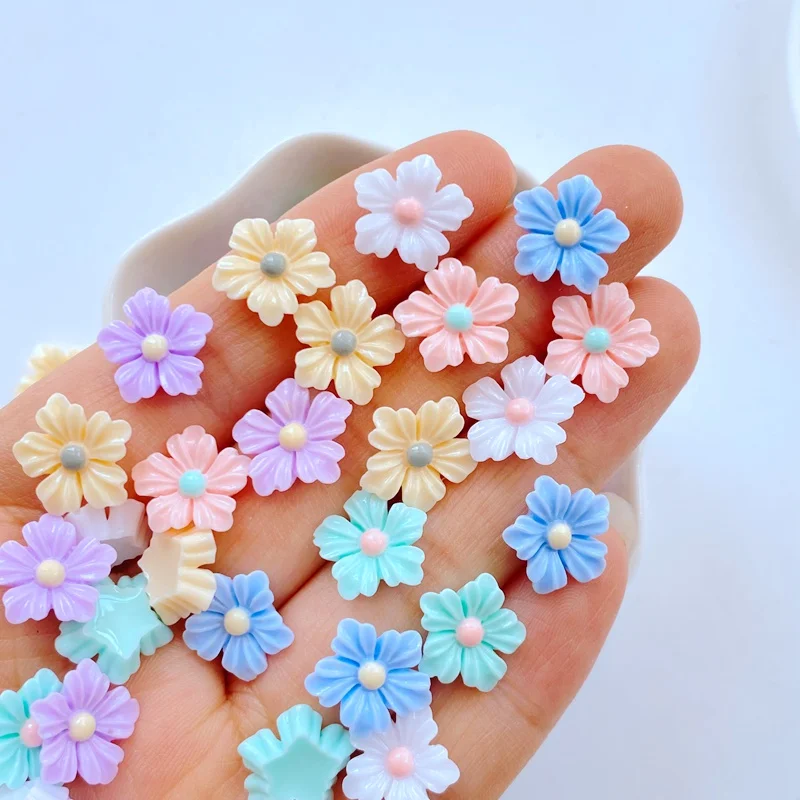 

50pc 3D Resin Nail Cute Flower Head Series Nail Parts Accessories Kawaii DIY Nail Art Decoration