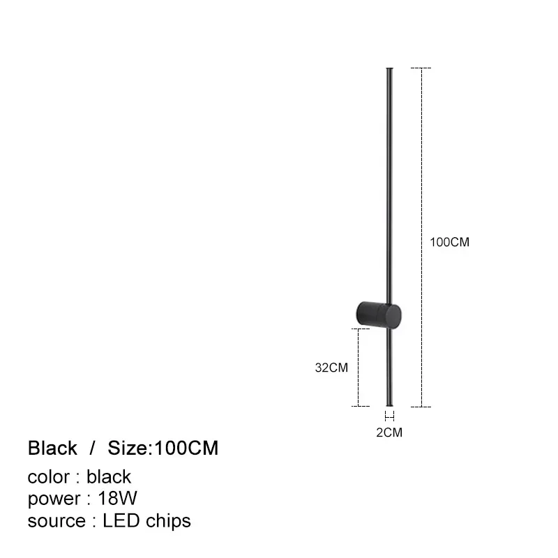 

Современные длинные светодиодные настенные светильники для спальни, прикроватное украшение, освещение, настенные светильники для прохода, бра, лестница, фон, черные настенные светильники