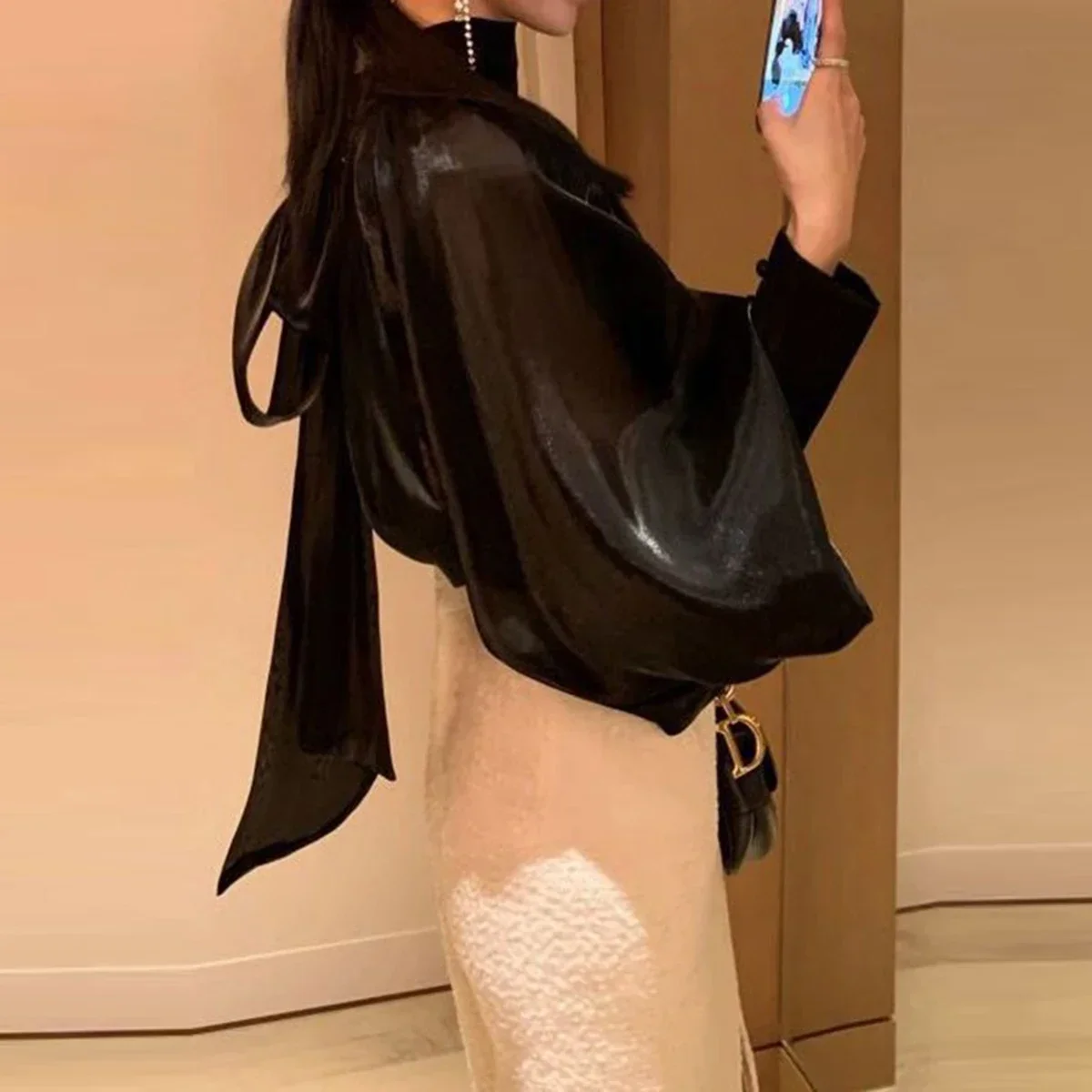 Женская Элегантная блузка Tinaa новинка 2024 свободные прозрачные Однотонные блузки