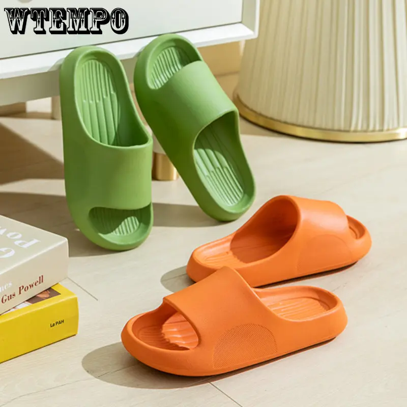 WTEMPO Summer Soft Slippers Fashion Thick Platform Non-slip Lightweight Slides Couples Silent Solid Color Sandals Wholesale