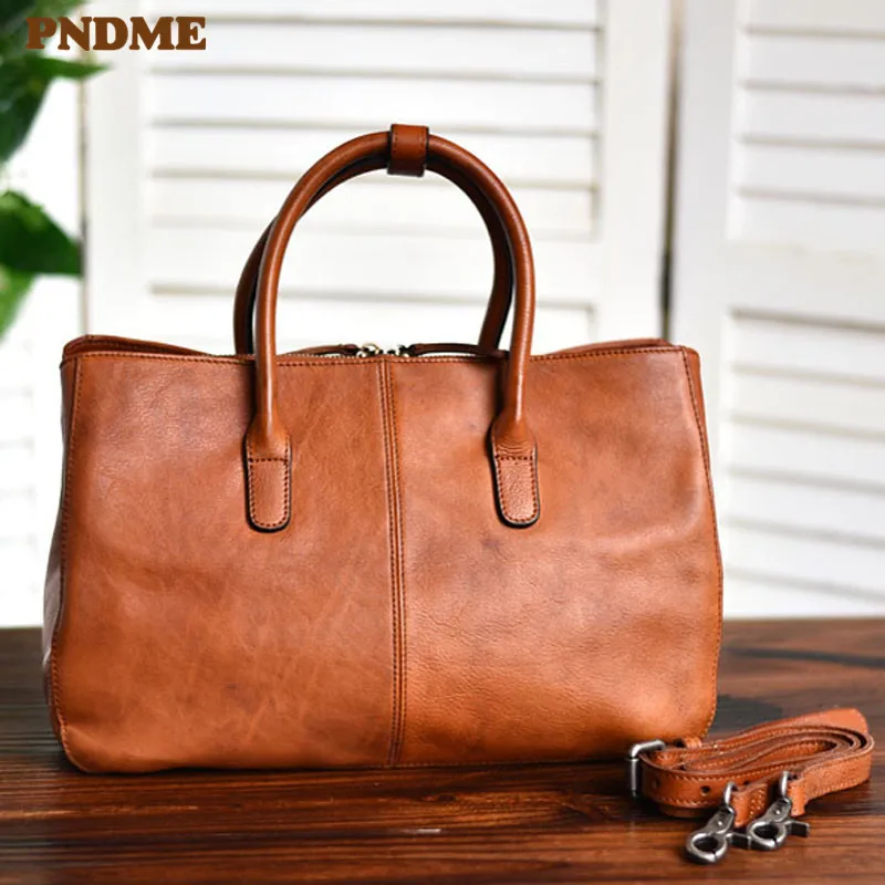 

Luxury Genuine Leather women's large-capacity multi-compartment handbag natural cowhide commuter oneshoulder messenger bag