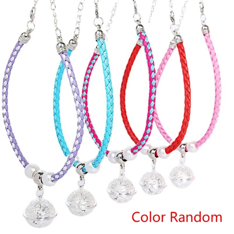 

K5DC Cute Knitted Collar for Cat Birthday Party Hand-Knitted Kitten Neckwear and Hollow-Out Bell Random Color