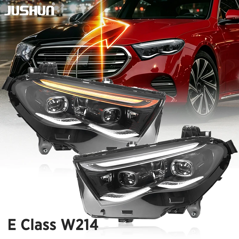 Фото Светодиодные фары JUSHUN для E-Class W214 2024-2025: Обновление переднего освещения, установка Plug and Play №3