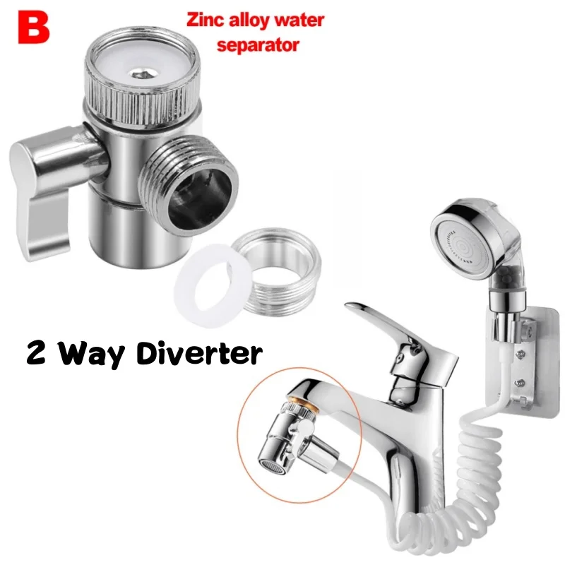 Переходной клапан для крана из АБС-пластика, 1/2 дюйма, 3-ходовой водоотделитель, адаптер для тройника для душа, регулируемый переключатель для крана, аксессуары для ванной комнаты и туалета