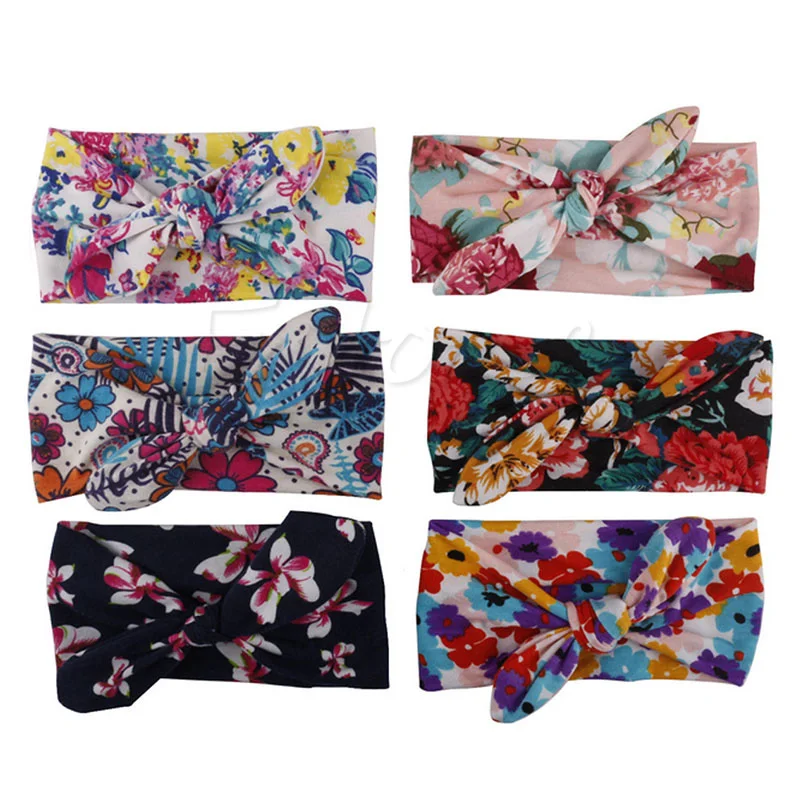 

6Pcs Baby Kid Girl Bohemia Headscarf Headband Headwear Hair Band Bow Accessories