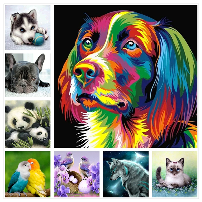 

Алмазная вышивка с мультяшными животными 5D, алмазная живопись своими руками, круглая Алмазная Вышивка крестиком, декоративный ландшафт