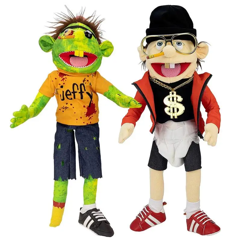 

Large Jeffy Puppet Plush Toy Game Singer Rapper Zombie Hand Muppet Plushie Doll Parent-child Family Puppet Gifts for Kids Girls