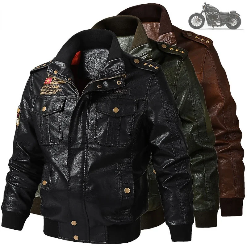 

2021 Men's Classical Motocycle Jacket Winter Skin Thick Man Leather Jacket Moto Autumn Zipper Jacket Biker Coat Large Size