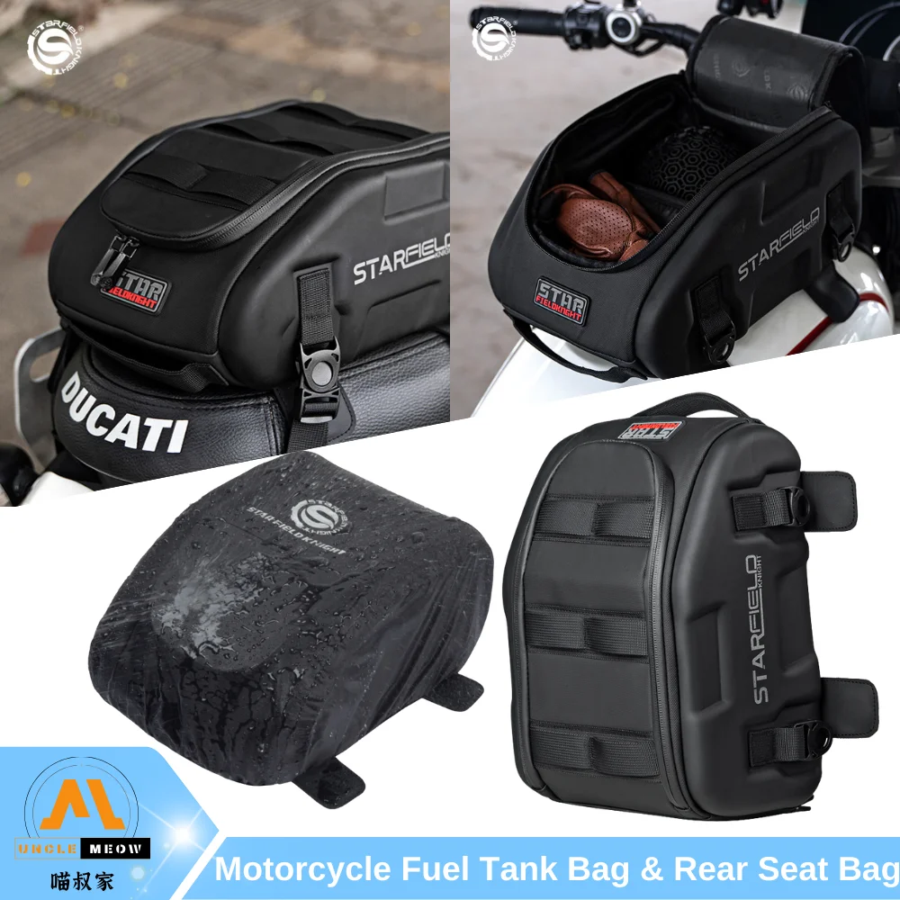 Bolsa para depósito de combustible de motocicleta, bolsa de asiento trasero negra impermeable para Yamaha TRACER 900GT TDM 900 TENERE 700 YZF600R YZF1000R FJR1300