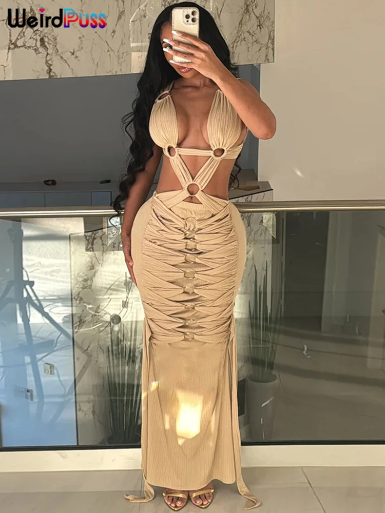 Женское облегающее мини-платье с вырезами и открытой спиной