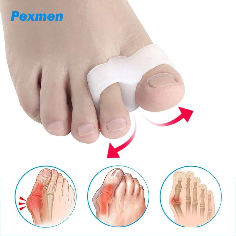 

Pexmen 2/4/10Pcs Gel Bunion Corrector Toe Separators with 2 Loops Big Toe Spacer for Bunionette Overlapping Hammer Toe