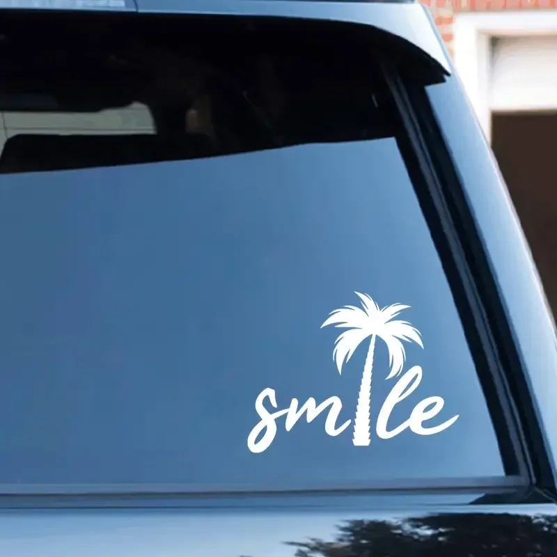 Смайлик Пальма пляж автомобиль наклейка морская тема Съемная Водонепроницаемая