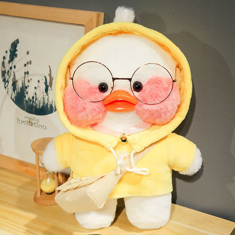 

30CM Kawaii LaLafanfan Soft Toy Duck with Glasses Cafe Mimi Ducks Plush Toy Duck Doll Animal Dolls Kids Plush Toys Rag Doll