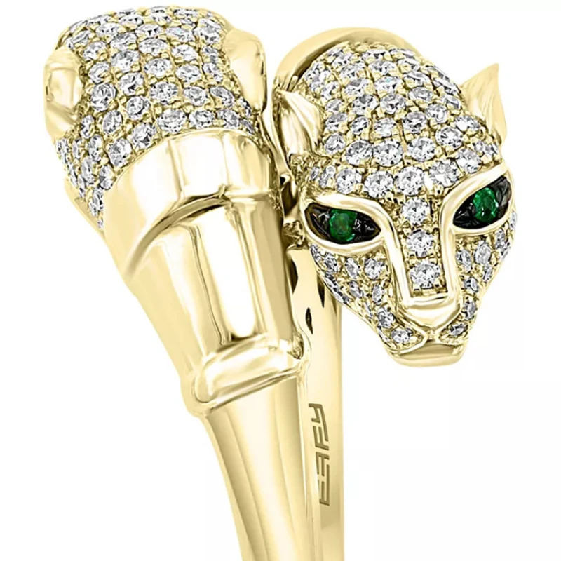 Megin позолоченные кольца с зелеными глазами леопарда Пантеры Роскошные