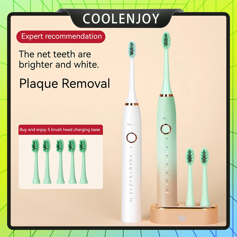 

COOLENJOY Electric Sonic Toothbrush USB Inductive Rechargeable Color Gradient Smart Whitening Teethbrush IPX8 Waterpoor
