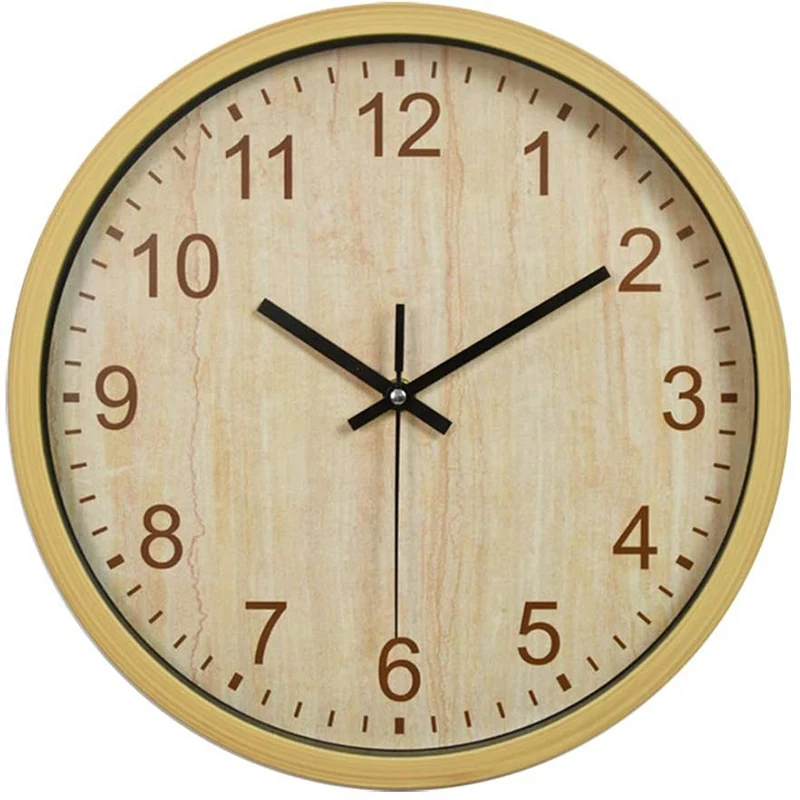 

Modern Non Ticking Wall Clock,Silent Round Quartz Wood Grain Wall Clocks,For Living Room Office,12 Inch