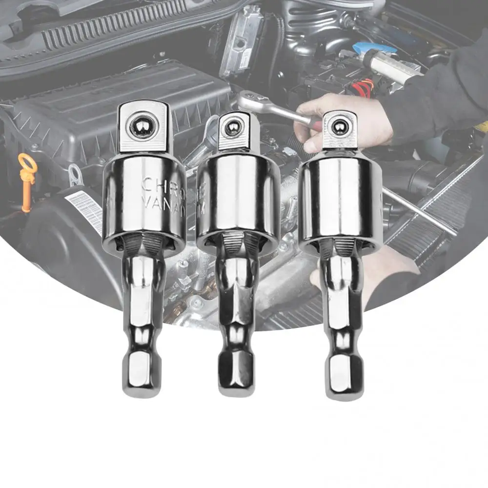 

3Pcs/Set Universal Conversion Connecting Rod Rotating Mirror Polishing Hex Handle to Square Head Socket Adapter for Home