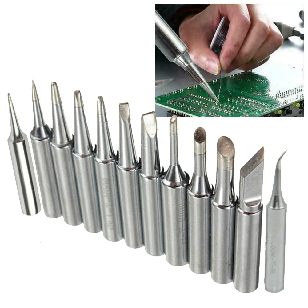 

12pcs 900M-T Copper Soldering Iron Tips I/B/K/IS/0.8D/1.2D/1.6D/2.4D/1C/2C/3C/4C Lead-Free Welding Tips Head For 936 937 938