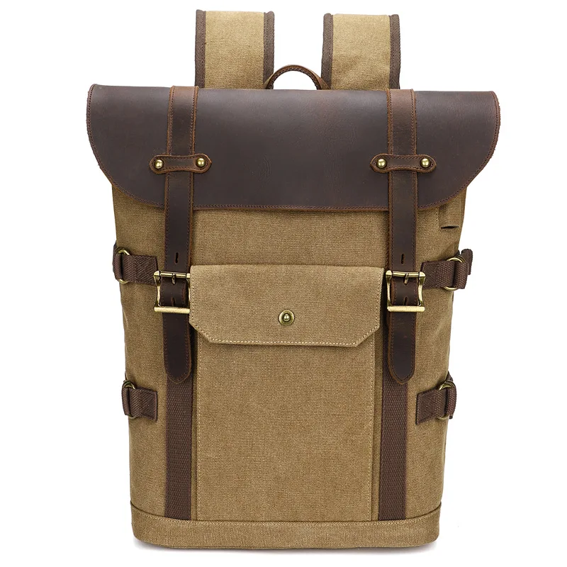 

Canvas Backpack Fashion Men 15.6 Computer Bag Outdoor Student Retro Wear Resistant USB Charging JT22570029