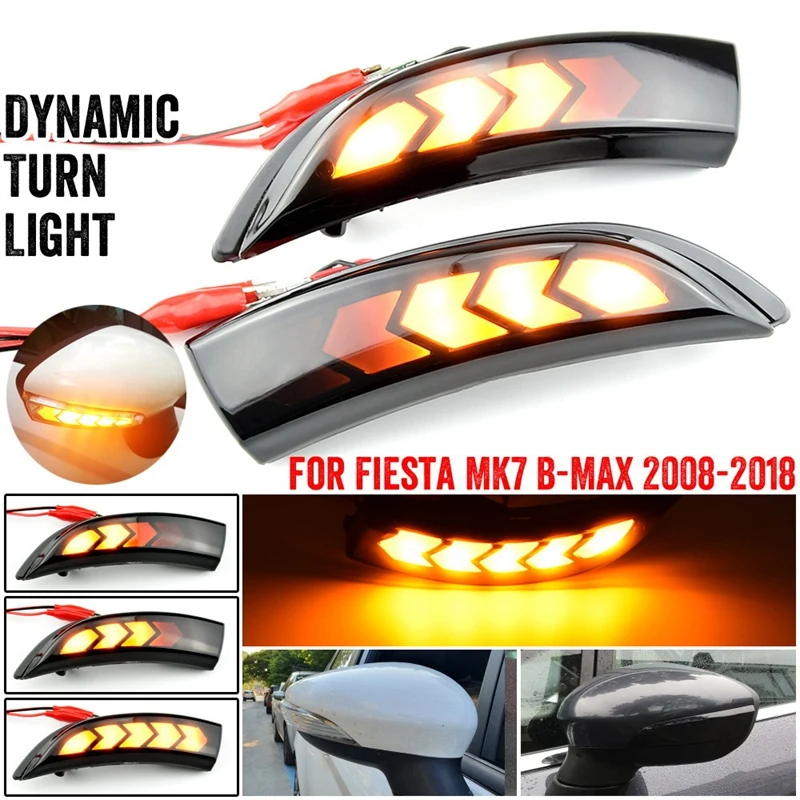 

1Pair Rearview Turn Signal Light Dynamic Blinker LED Turn Signal Lights Side Mirror Indicator for Ford Fiesta Mk7 B-Max