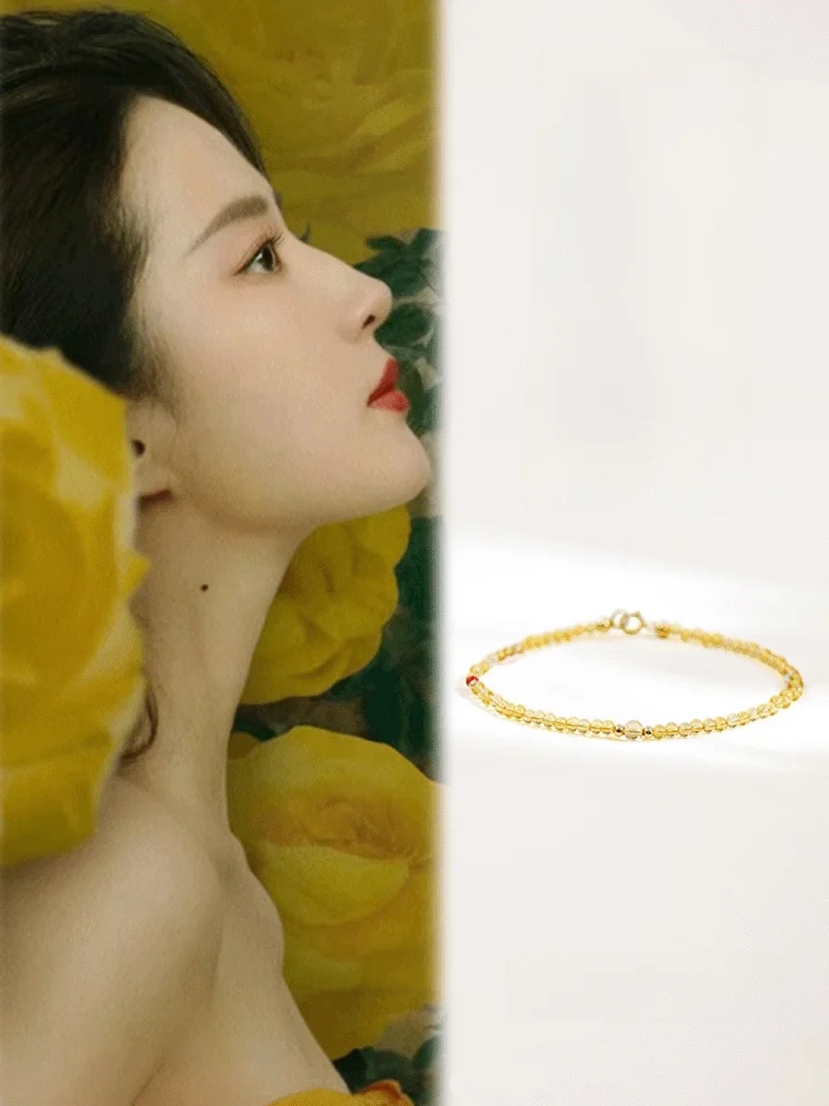 Liu Yifei такой же браслет из натурального цитрина на удачу женский с очень тонкими